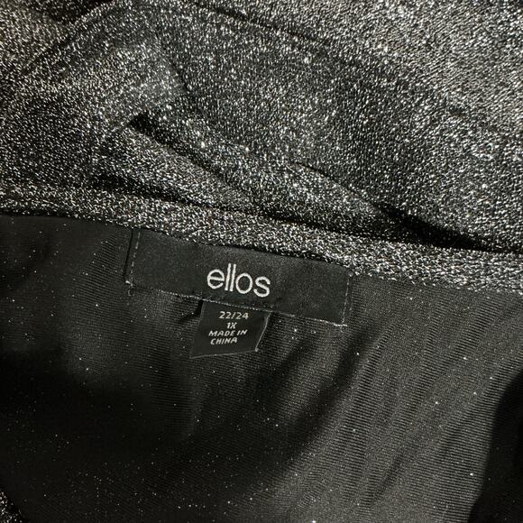 Ellos Metallic Silver Glitter Maxi Dress Kimono Sleeve Belted V Neck 1X 22/24 - Picture 7 of 9